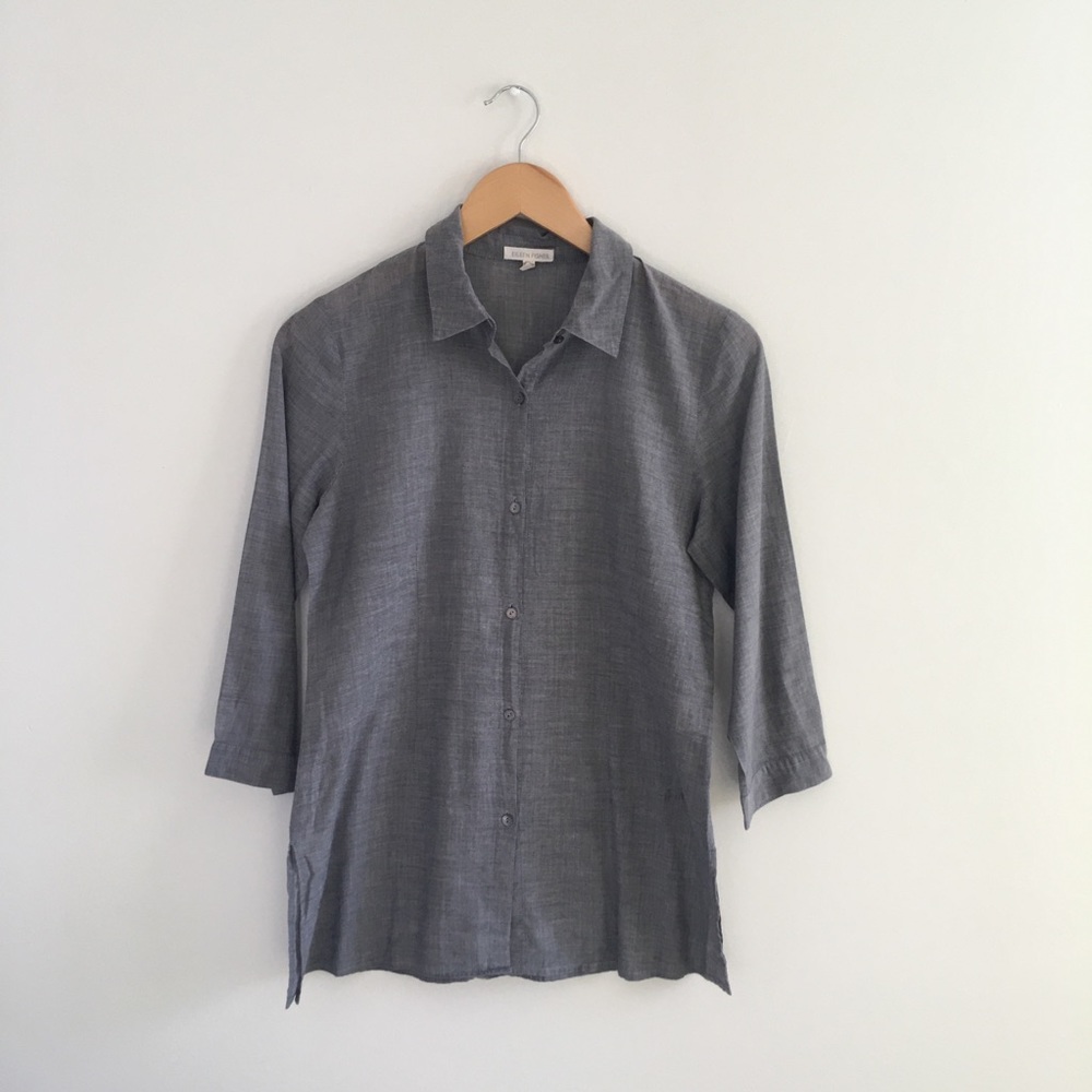 Eileen Fisher Grey Button Down Shirt